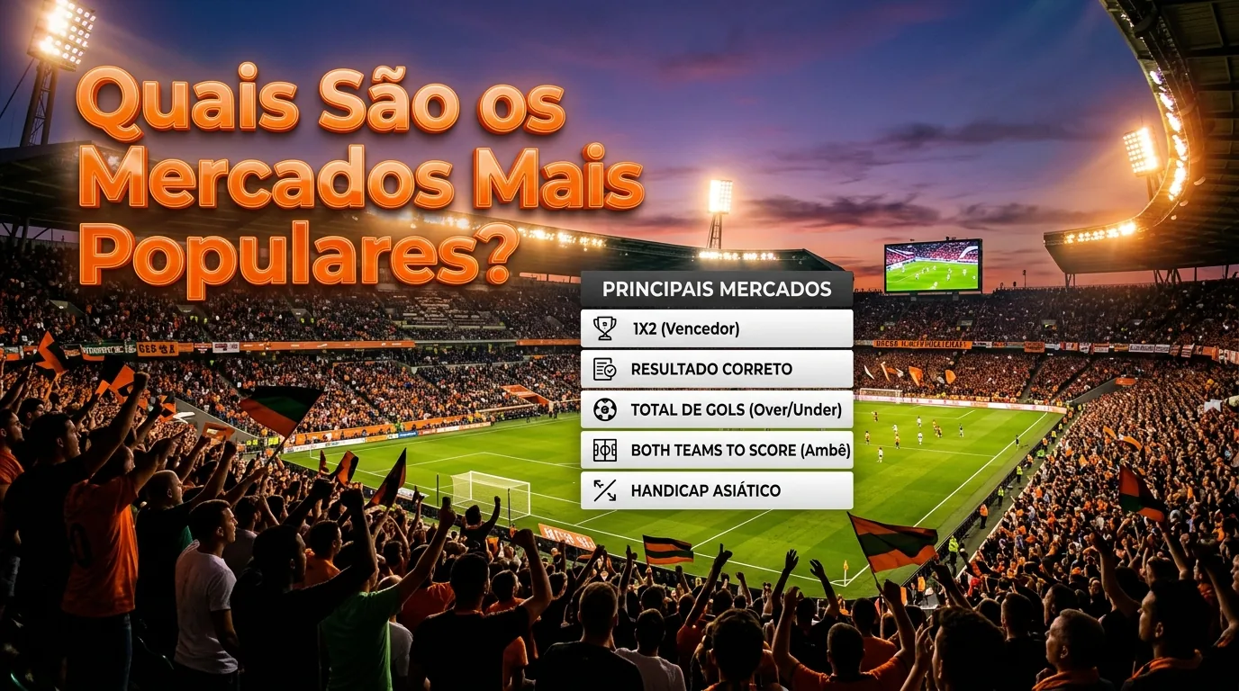 Crowd-filled football stadium at dusk, highlighting popular betting markets.